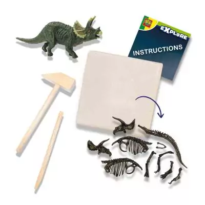 SES Creative Explore Recherche ton dinosaures et de squelettes 2 en 1 - Tricératops