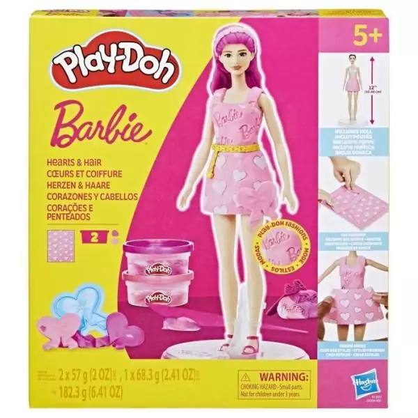 Play-Doh Barbie Coeurs et coiffure, coffret de pâte a modeler