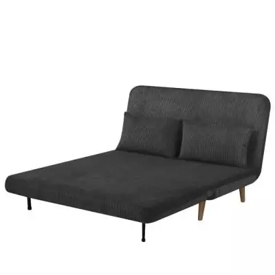 Banquette BZ 2 places en velours noir - 130 x 90 x 81 cm