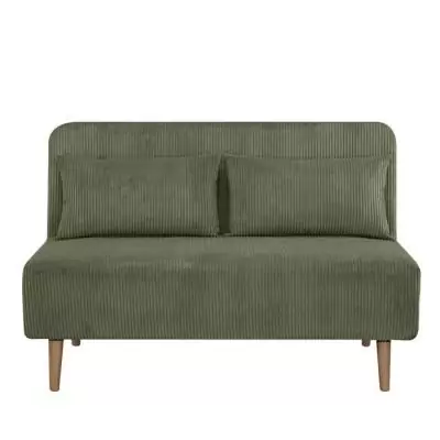 Banquette BZ 2 places en velours côtelé Vert - 130 x 90 x 81 cm