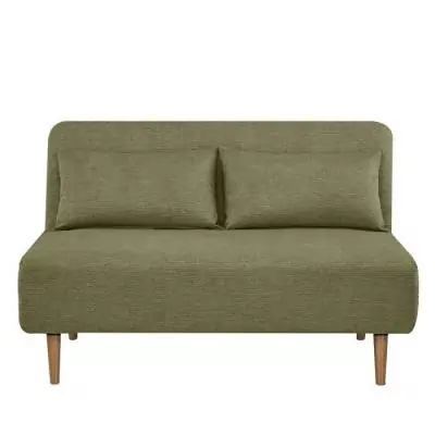 Banquette BZ 2 places - Tissu Vert armé - 130 x 90 x 81 cm