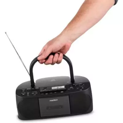 Radio CD K7 MEDION - FM - 2x3W RMS - Noir