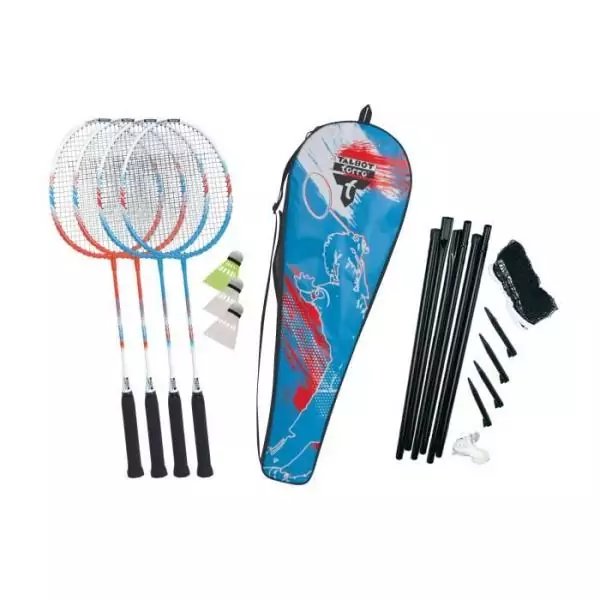 Set de badminton - TALBOT TORRO - 4 Fighter&nbsp;- 4 raquettes - Cordage multifilament avec oeillets - 3 volants synthétiques