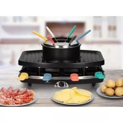 Appareil à raclette et fondue 8 personnes - Noir par CONTINENTAL EDISON