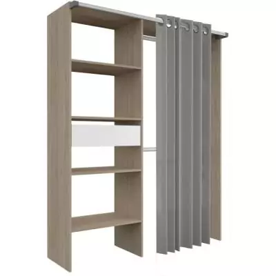 Dressing avec rideau PARISOT GARY Chene Décor - 143,5 x 47,9 x 201,9 cm