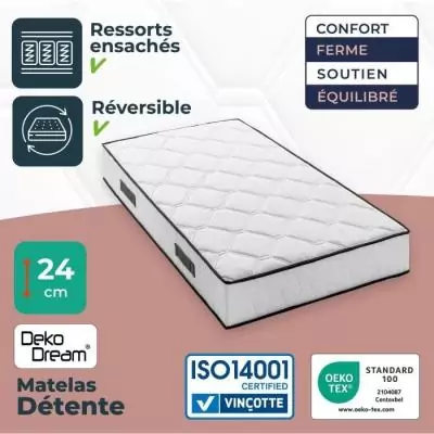Matelas 90x190 cm - 380 ressorts ensachés - Fabriqué en Belgique Matelas 90x190 cm - 380 ressorts ensachés - Fabriqué en Belgique