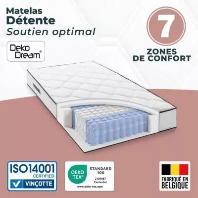 Matelas 90x190 cm - 380 ressorts ensachés - Fabriqué en Belgique Matelas 90x190 cm - 380 ressorts ensachés - Fabriqué en Belgique