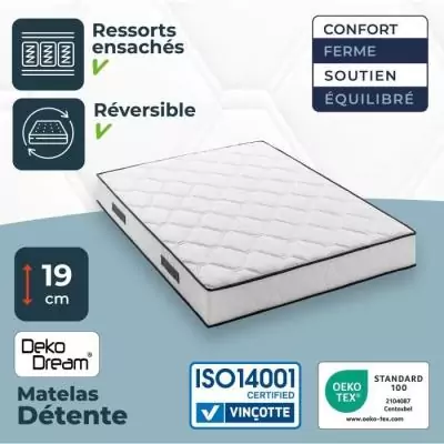 Matelas 160x200 cm - 660 ressorts ensachés - Fabriqué en Belgique
