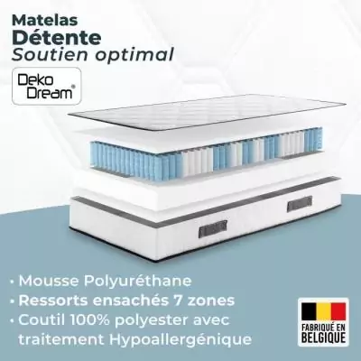 Matelas 160x200 cm - 660 ressorts ensachés - Fabriqué en Belgique