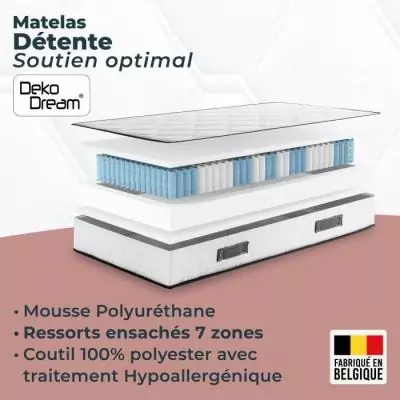Matelas 160x200 cm - 770 ressorts ensachés - Equilibré - Réversible