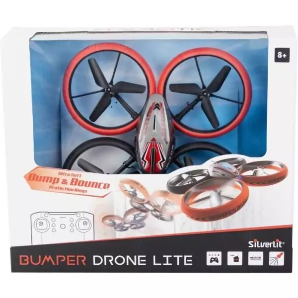 Drone Télécommandé - FLYBOTIC - Bumper Drone Lit - 17 cm - rouge et noir - des 8 ans