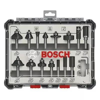 Coffret de Fraises Bosch 2607017472 - 15 pièces - Queue de 8 mm