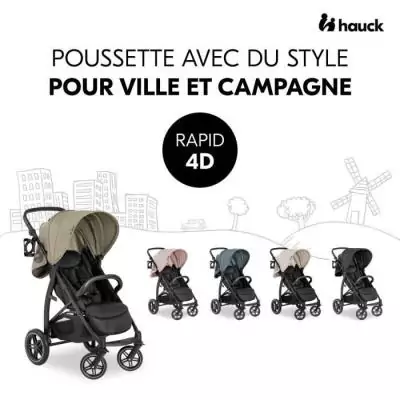 Poussette tout terrain HAUCK Rapid 4D - Pratique pliage 1 main