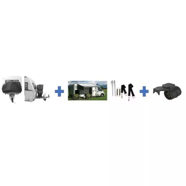 Pack départ camping - HTC EQUIPEMENT - Incluant : 1 housse pour 2 vélos, sangle anti tempete, adaptateur