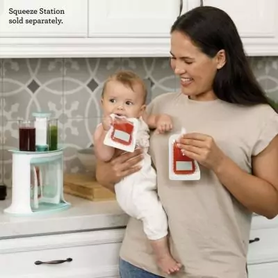 Gourdes réutilisables INFANTINO - Pack 25 - Sans BPA - Compatibles Squeeze Station