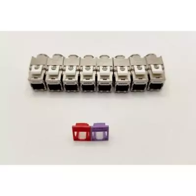 Pack de 8 noyaux keystone RJ45 Cat.6a - LINEAIRE - PRC624AK8 - 2 colorés