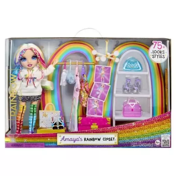 Rainbow High - Amaya's Rainbow Closet Playset - Poupée exclusive incluse - Tenues - Chaussures - Sacs - Porte-vetements - Des 4