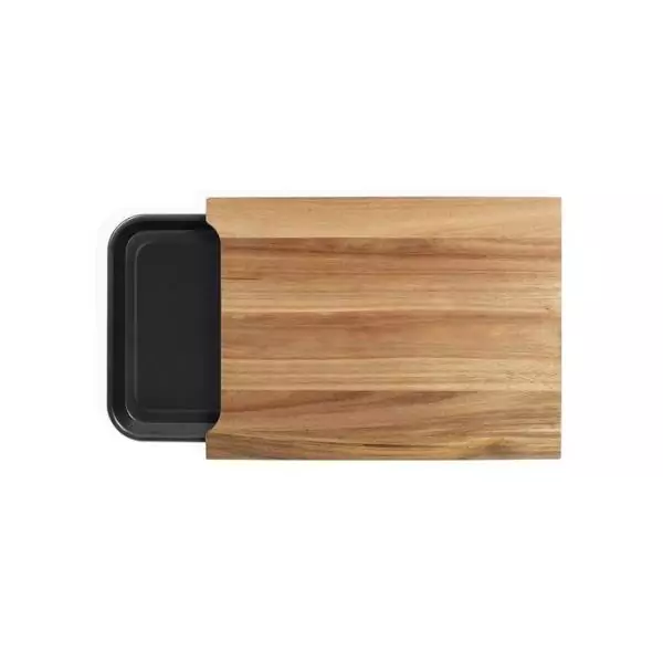 Planche a découper - LIVOO - MES155 - Bois acacia FSC - 36,5 x 27,5 cm - Bac récupérateur amovible