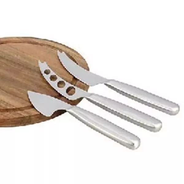 Planche a decouper - MENASTYL - 5040076 - Rectangulaire - En bois d'acacia - Avec 3 couteaux a fromage en inox