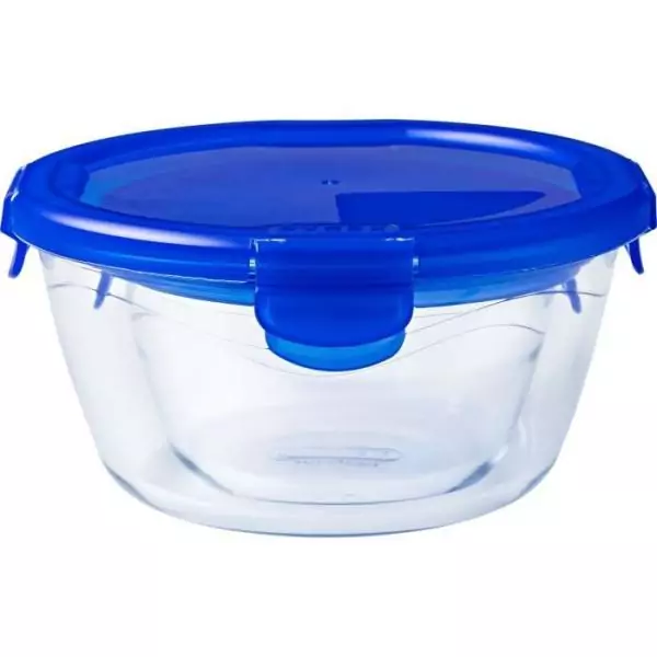 Lot de 3 Lunch Box - PYREX - Cook & Go - Verre - Rond - Couvercle hermétique - 0,7 L