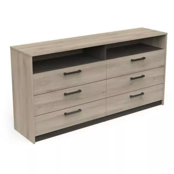 Commode - WATSON - 6 tiroirs - Chene Kronberg / Chene Waterford - 162,7 x 39,5 x 81,1 cm - DEMEYERE