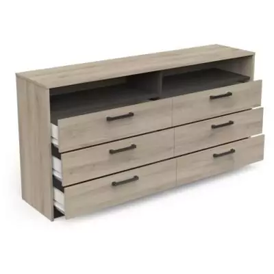 Commode WATSON 6 tiroirs - Chêne Kronberg / Chêne Waterford