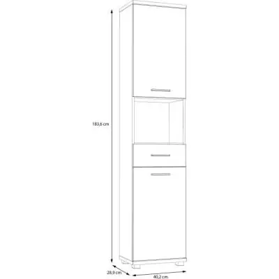 Colonne de salle de bain en chêne artisan - Vert sauge - 2 portes - 40,2 x 28,9 x 183,6 cm