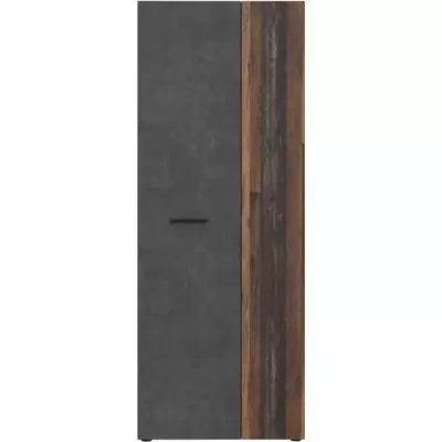 Armoire à chaussures design - Béton gris foncé / Bois vintage - 18 paires