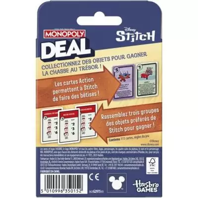 Rapide et addictif : Monopoly Deal Stitch, jeu de cartes pour toute la famille!