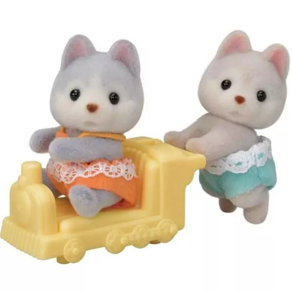 Mini-univers - SYLVANIAN FAMILIES - Les jumeaux husky - Orange - Mixte - 3 ans+