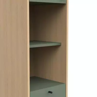 Colonne ELISA : Rangement stylé en vert et chêne