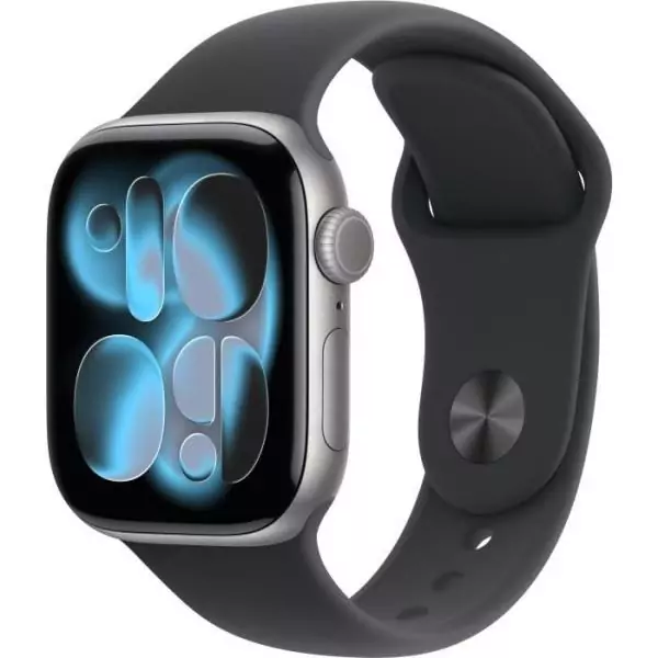 Apple Watch Series 11&nbsp;GPS&nbsp;- 42mm&nbsp;- Boîtier Space Grey Aluminium - Bracelet Black Sport Band - M/L