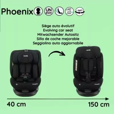 Siège auto isofix pivotant PhoeNIX - Groupe 0/1/2/3 - Noir