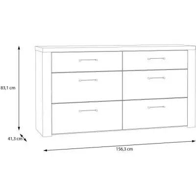 Commode NELLEKE 6 tiroirs - Sable/Bois - L156,3 x P41,3 x H83,1 cm
