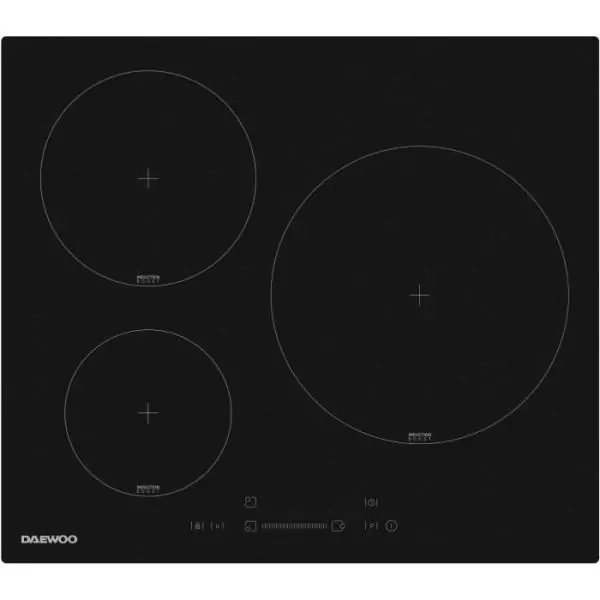 Plaque de cuisson a induction - DAEWOO - 3 foyers - 60 cm - Noir