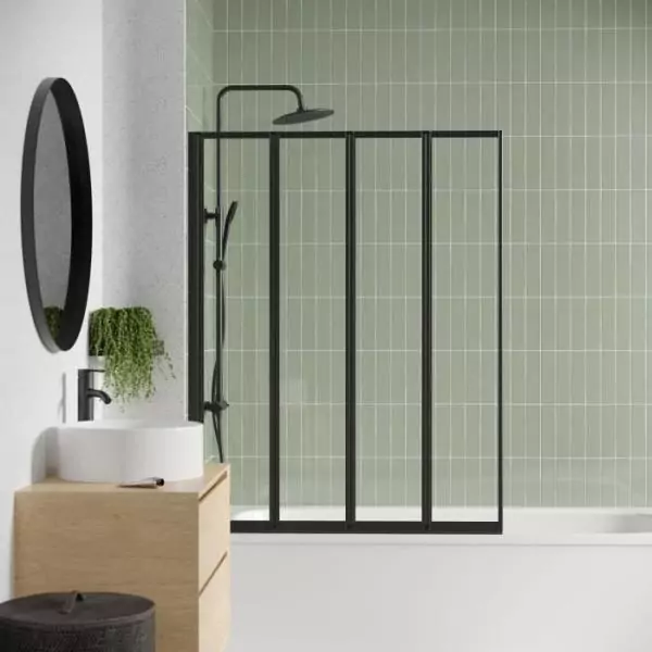 Pare Baignoire 4 volets - GELCO - LEXIA Noir - 110 x 140