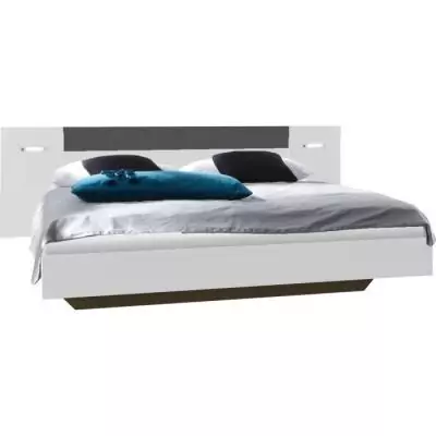 Lit avec LED intégrées - WIMEX - RHODES - 140 x 200 cm - Blanc / Rechampis graphite