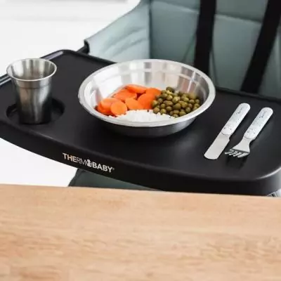Pack repas THERMOBABY en inox pour bébé - Gobelet, Bol, Assiette creuse et Couverts Pack repas THERMOBABY en inox pour bébé - Gobelet, Bol, Assiette creuse et Couverts