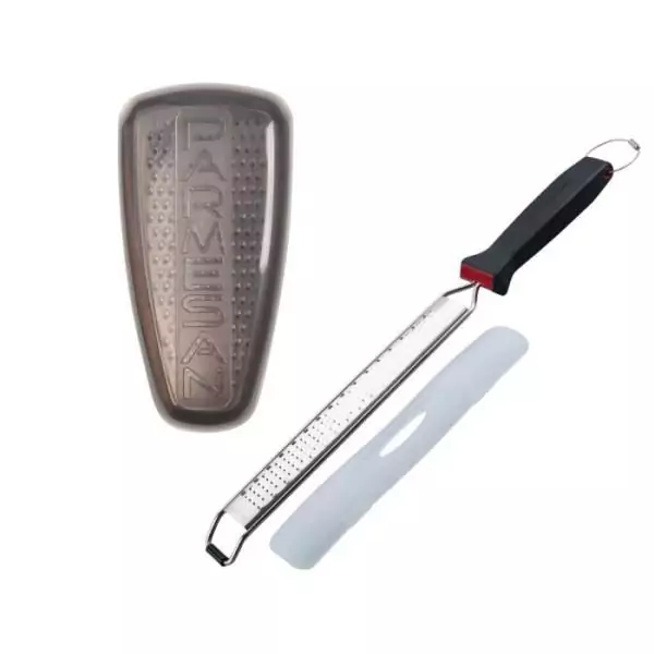 Duo Râpe a zeste et Râpe a parmesan - FACKELMANN - Acier inoxydable - 42 et 19 cm