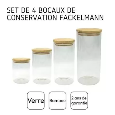 Ensemble 4 boîtes conservation verre FACKELMANN Nature