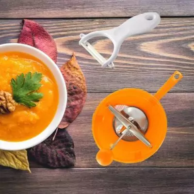 Ensemble 2 ustensiles purée: éplucheur et moulin - FACKELMANN