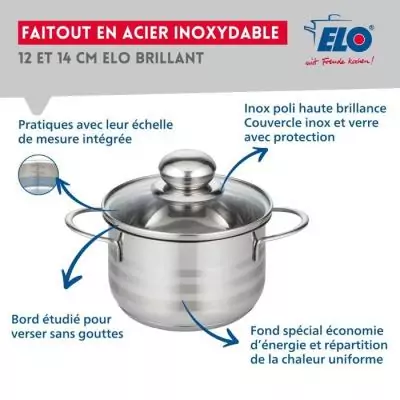 Lot de 2 faitouts en acier inoxydable brillant FACKELMANN - Sans PFAS