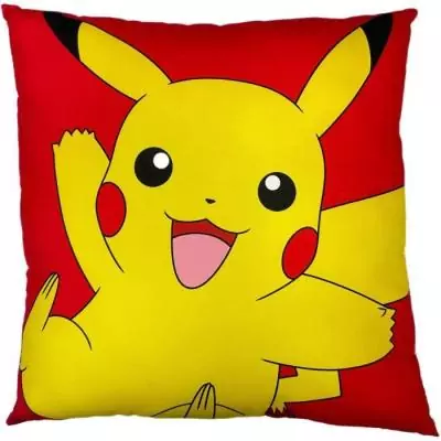 Coussin double face Pokémon Pikachu et Carapuce 40 x 40 cm