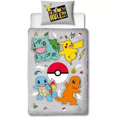 Parure de lit réversible Pokemon Pikachu - Gris - Microfibre