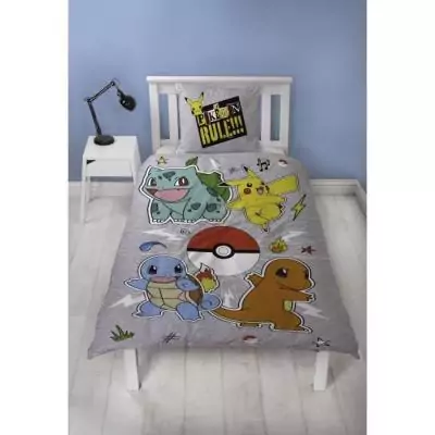 Parure de lit réversible Pokemon Pikachu - Gris - Microfibre