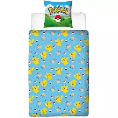 Parure de lit POKEMON - Pikachu et amis - Bleu - Microfibre