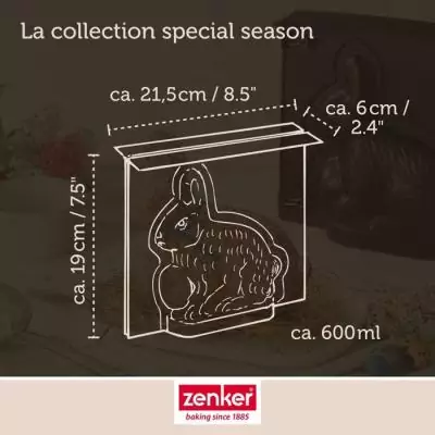 Lot de 2 moules à gâteaux 3D - ZENKER - Lapin de Pâques - 600 ml