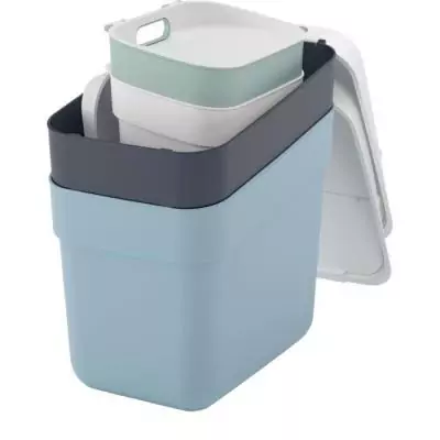Lot de 4 Poubelles CURVER READY TO COLLECT - Blanc/Vert/Bleu/Gris