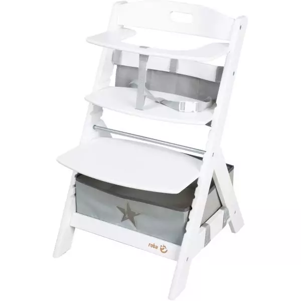 Chaise haute évolutive - ROBA - LIV UP - De 6 mois jusqu'a 70 kg - Set organisateur inclus - Blanc