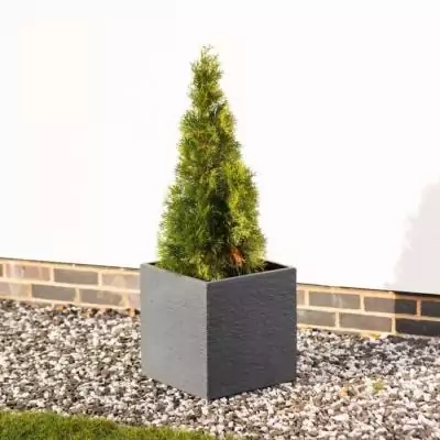 Pot de fleur moderne STRATA L - Carré - Graphite - 38cm x 39cm